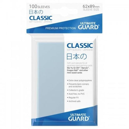 Ultimate Guard Classic Soft Sleeves Set de protecție pentru cărți 100 bucăți mărime japoneză transparent