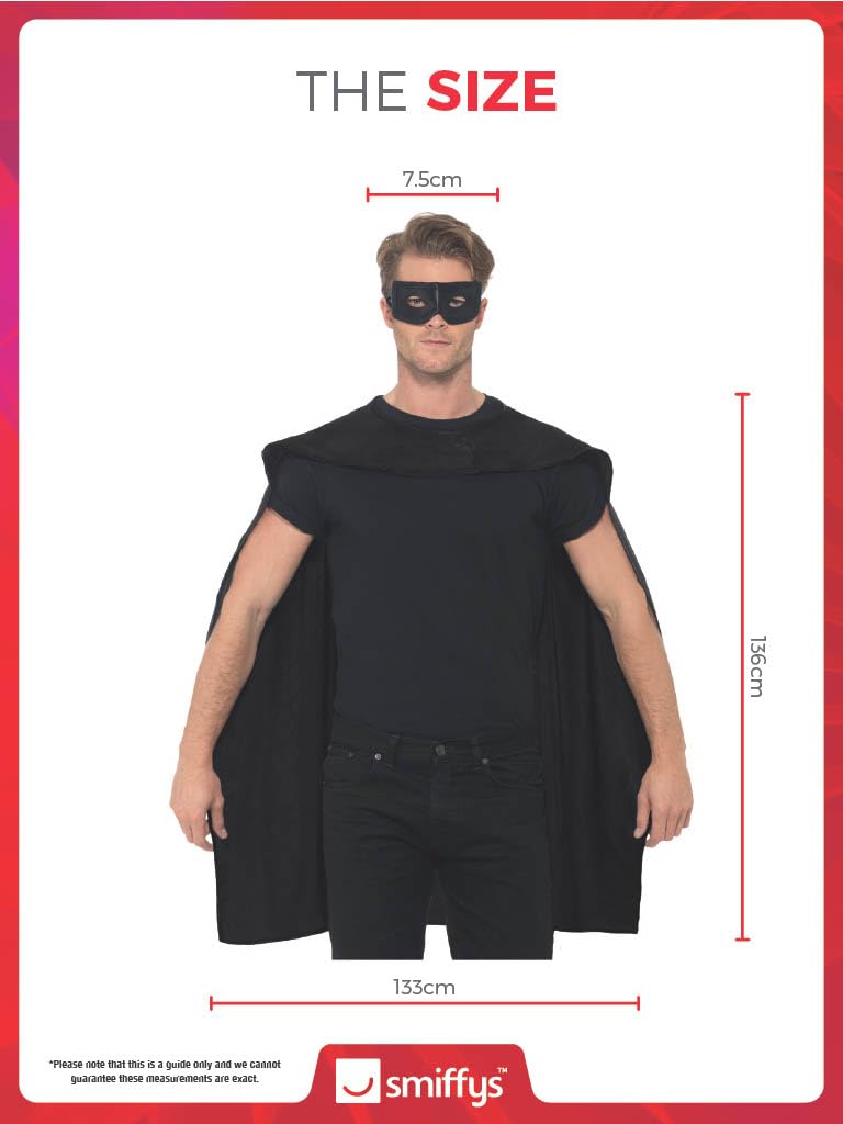 Smiffys 41581 Pelerină și mască de ochi Set accesorii costum supererou pentru adulți Halloween