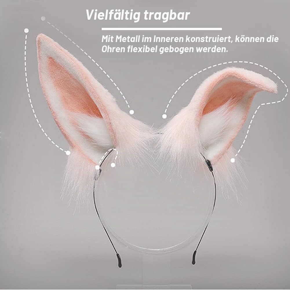 Camelliass Bentita cu urechi de iepure din plus flexibile Accesoriu de păr pentru cosplay alb