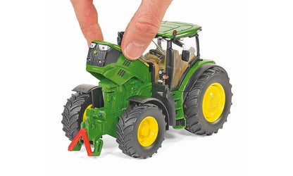 Siku 3282 John Deere 6210R Tractor jucărie din metal și plastic cu direcție oscilantă și cuplaj 1:32 verde