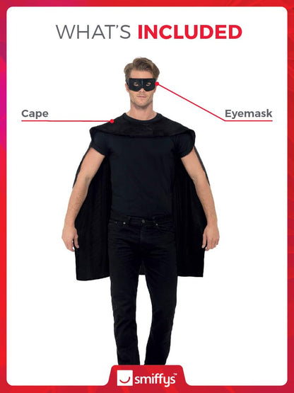 Smiffys 41581 Pelerină și mască de ochi Set accesorii costum supererou pentru adulți Halloween