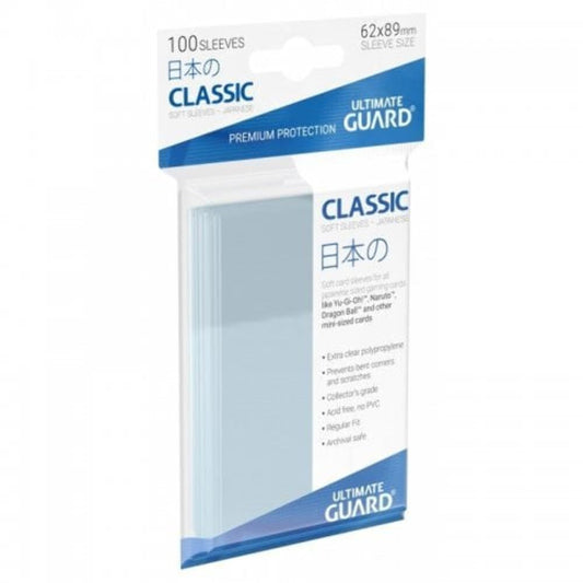 Ultimate Guard Classic Soft Sleeves Set de protecție pentru cărți 100 bucăți mărime japoneză transparent