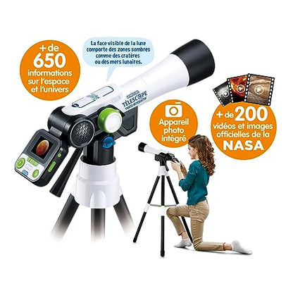 VTech - Telescopul video interactiv Genius XL, telescop pentru copii cu ecran digital color, in limba frnceza