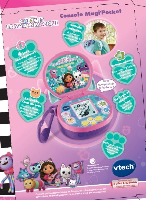 VTech Gabby Magi'Pocket Consolă portabilă, 3-7 ani (franceză)