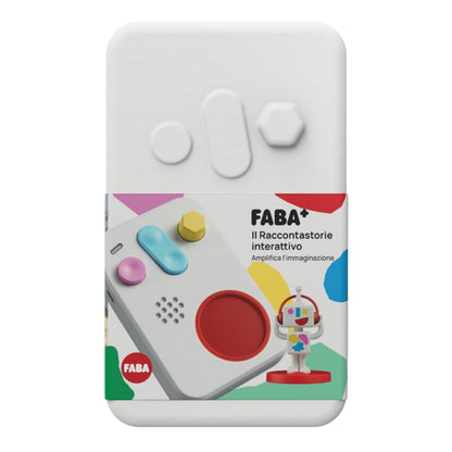 FABA + Povestitor interactiv pentru copii cu audio pentru 0-10 ani, Audiobox cu figură sonoră Faba•Me, lumini de noapte, rutină de somn, joc educativ muzical, versiune italiană