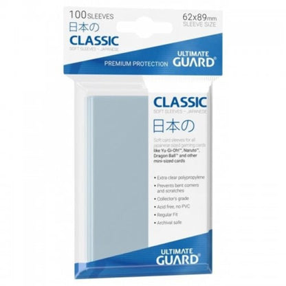Ultimate Guard Classic Soft Sleeves Set de protecție pentru cărți 100 bucăți mărime japoneză transparent
