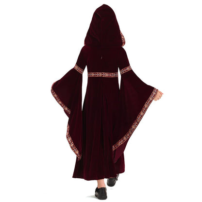 Costum Feynman pentru fete - Rochie medievală de prințesă, stil renascentist, pentru Halloween, roșu vin