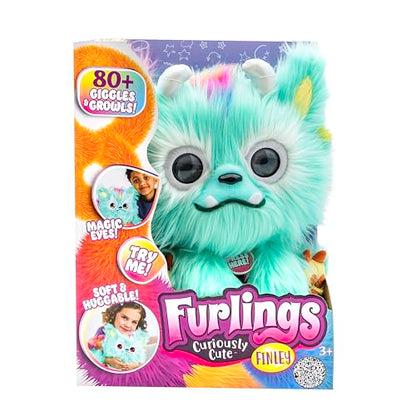 Furlings Finley | Dragon de pluș interactiv pentru copii | Peste 80 de reacții realiste | Jucărie pentru copii de la 3 ani, cadou de ziua de naștere, teal