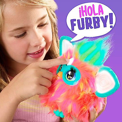 Jucarie interactiva Hasbro, Furby Pink, 15 accesorii, limba Spaniola, 6 ani