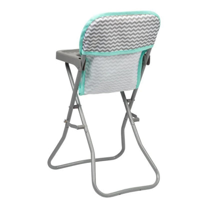 Scaun pliabil pentru păpuși Adora Baby Doll cu model zig-zag trendy și curea de siguranță, potrivit pentru majoritatea jucăriilor de pluș, animale de pluș și păpuși de până la 16 inch, cadou de ziua de naștere pentru vârste de 3 ani și peste.