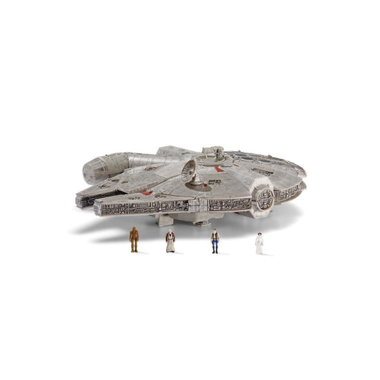 Star Wars Micro Galaxy Squadron SWJ0332 - Millennium Falcon, vehicul oficial de 22,5 cm cu lumini, sunete și figurine