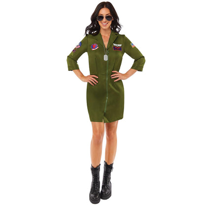 Amscan - Costum Top Gun Maverick, Pilot, Rochie, Pilot de Avion, Carnaval, Petrecere Tematică