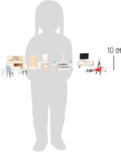 Small Foot 11414 Set mobilier păpuși din lemn, 3+ ani