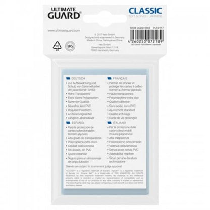 Ultimate Guard Classic Soft Sleeves Set de protecție pentru cărți 100 bucăți mărime japoneză transparent