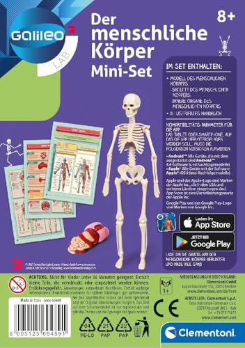 Clementoni Galileo Lab Set Mini Corpul Uman - Jucărie pentru Înțelegerea Anatomiei cu Organe & Schelet - Set de Experimente pentru Copii de la 8 Ani de la Clementoni 69489