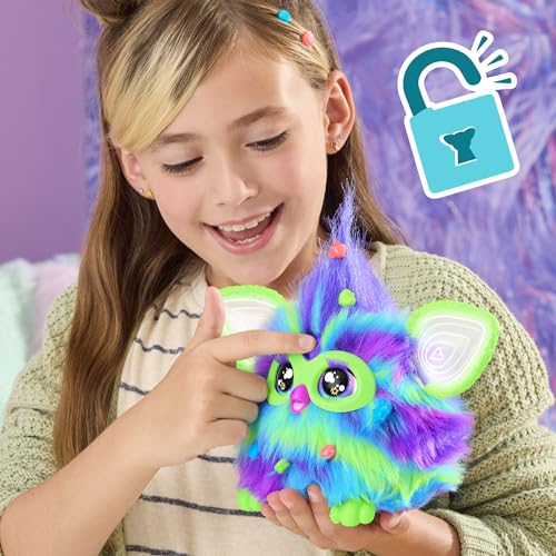 Furby Galaxie, jucărie interactivă din pluș, luminează în întuneric, versiune franceză