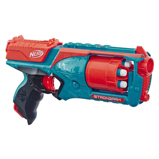 Nerf Elite Strongarm Blaster portocalie – tambur rotativ, foc rapid, 6 săgeți Nerf Elite – pentru copii, adolescenți, adulți