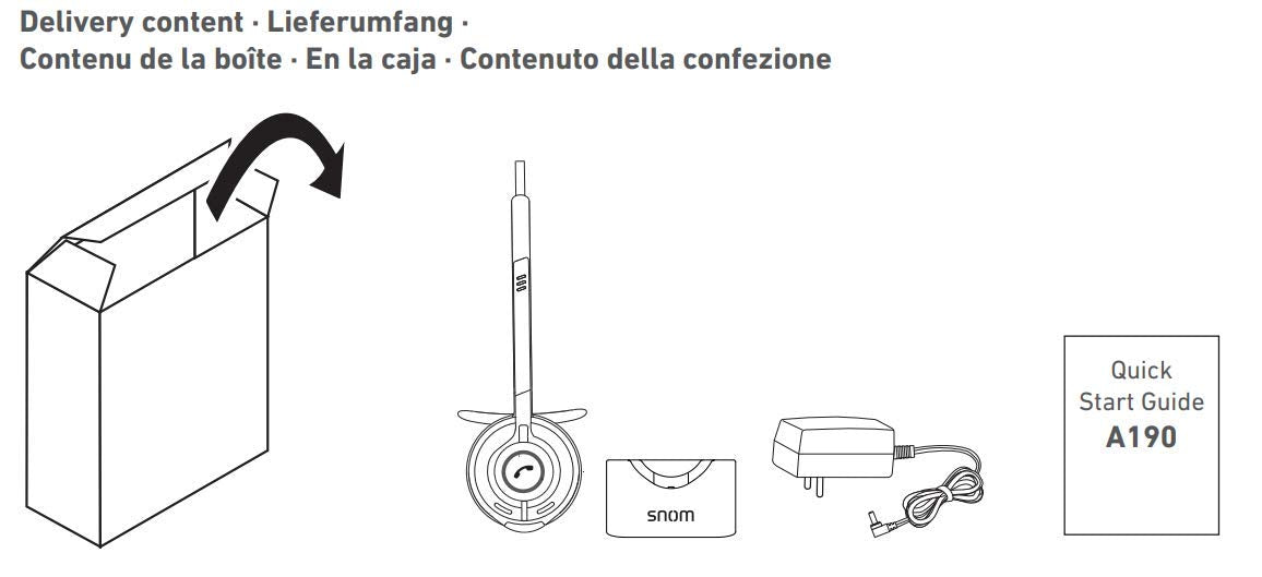 Snom A190 Set Cască DECT Multicelular cu Sunet HD și Reducere Zgomot 3+ ani