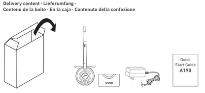 Snom A190 Set Cască DECT Multicelular cu Sunet HD și Reducere Zgomot 3+ ani