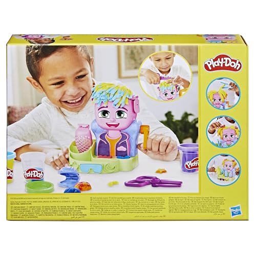Set de Joacă Play-Doh Frizerie cu 6 Cutii, Jucărie de Rol pentru Fete și Băieți de la 3 Ani