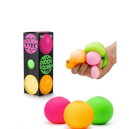 TOBAR Neon Diddy Set de bile antistres tactile 3 bucăți mix culori neon