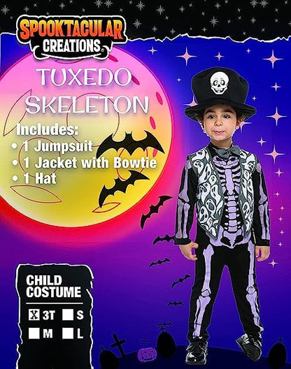 Spooktacular Costum schelet smoking copii, 3-4 ani