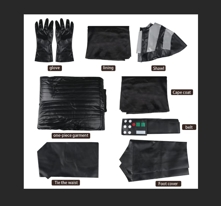 Costum de Darth Vader pentru bărbați, set complet cu capa deluxe, costum de Halloween, outfit cosplay (M)