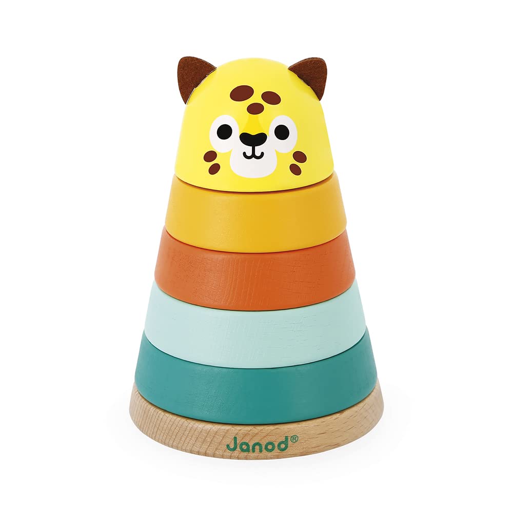Janod J08261 Figurina stivuire Jaguar Tropik, 5 piese, 1+ an