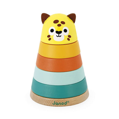 Janod J08261 Figurina stivuire Jaguar Tropik, 5 piese, 1+ an