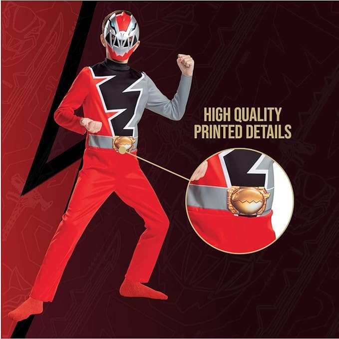 Costum oficial Power Rangers pentru copii, clasic, Dino Fury, mărimea M, costum de carnaval