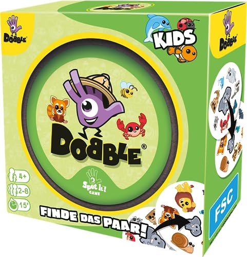 Zygomatic, Dobble Kids, Eco-Sleeves, Jocuri pentru copii, Joc de cărți, 2-8 jucători,, Germană
