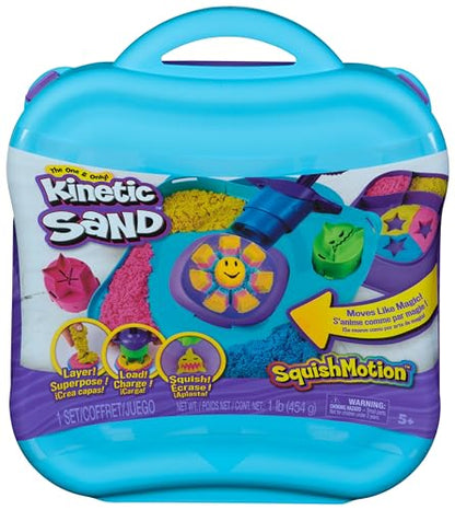 Set de Joacă Kinetic Sand - 453 g de nisip magic din Suedia în 3 culori, cu ștampilă și 5 unelte pentru distracție creativă în interior, pentru copii de la 5 ani.