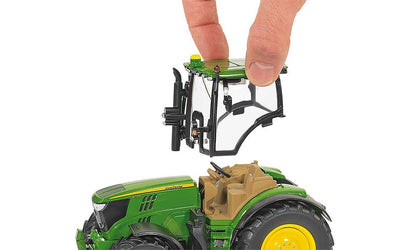 Siku 3282 John Deere 6210R Tractor jucărie din metal și plastic cu direcție oscilantă și cuplaj 1:32 verde