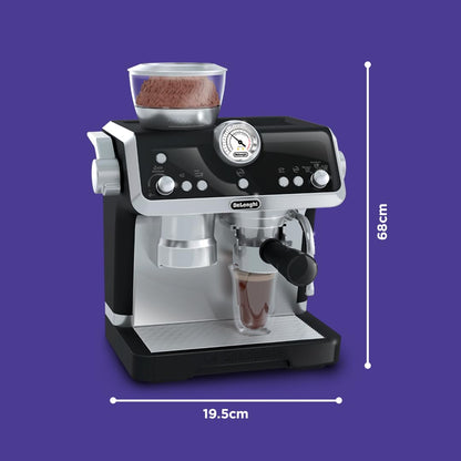 Mașină de cafea Casdon De'Longhi espressor pentru copii. Set de joacă cu bucătărie, cu piese mobile, sunete realiste și cafea magică. Recomandat copiilor de la 3 ani.