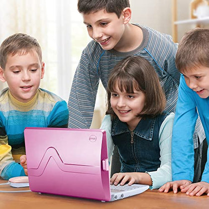 VTech Genio MAX - Primul meu adevărat computer roz metalic, laptop pentru copii cu ecran color de 7 inch, mouse, 60 de activități educaționale și jocuri, cadou pentru copii de 5-12 ani.