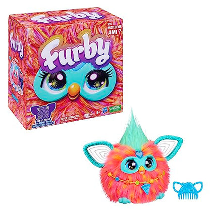 Furby Roșu Coralin, Pluș Interactiv – Versiunea Franceză (Ambalajul poate varia)