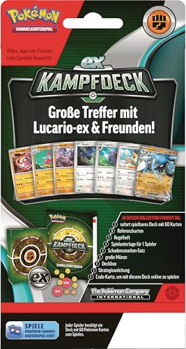 Pokémon Joc de Cărți Colecționabile: Pachet de Luptă Lucario-ex și Set de 2 Pachete Booster (pachet de 60 de cărți gata de joc)