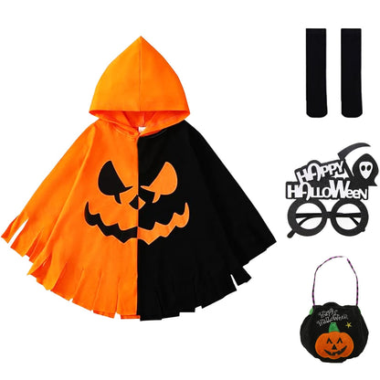 Jingtops Costum Halloween Pelerină Dovleac, 3-12 ani