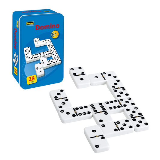 Idena Domino Double Six, 28 piese, cutie metalica, 6+ ani