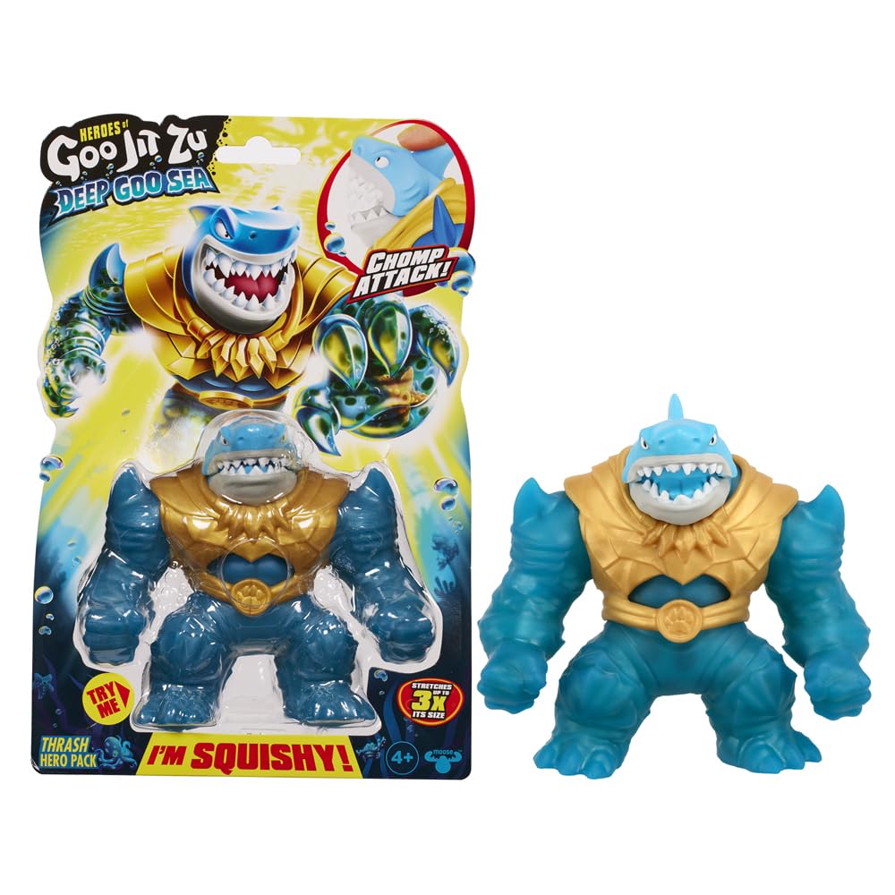 Eroii Goo Jit Zu Bandai Figurina de Acțiune Deep Goo Sea Thrash - CO42565 - Figurine Elastice Colorate care Se Întind și Se Îndoaie pentru Distracție!