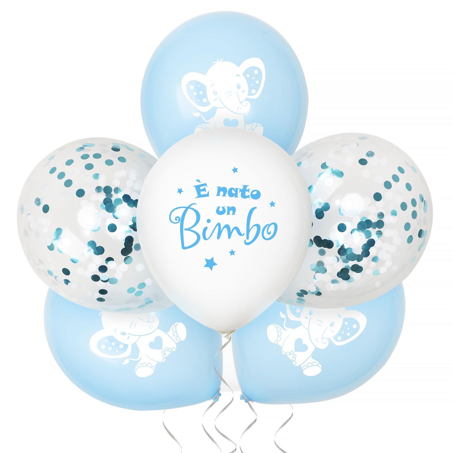 24 Bucăți Balonii cu Elefant 12 Inch cu Panglica pentru Balon Helium Petrecere pentru Bebeluși Zi de Naștere Decorațiuni pentru Bebeluși Confetti pentru Botez Decorare Balon (Albastru)