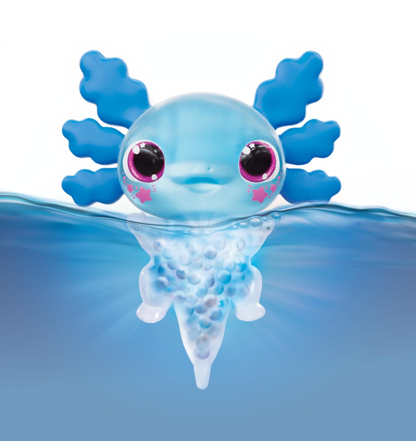 Animagic Axolotl Strălucitor – Albastru, Animal de Companie Electronic și Luminat pentru Copii de la 4 Ani, Joc Sensorial și Experiență Tactilă, Corp Extensibil, Jucărie Moale care Înoată și Strălucește în Apă