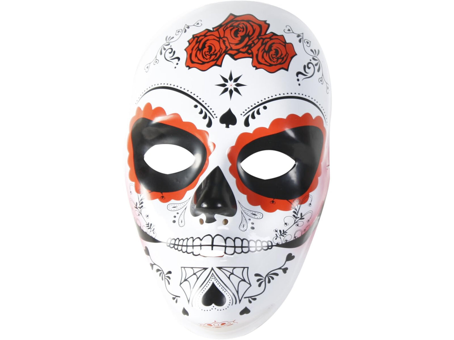 Masca Calavera Katrina cu trandafiri pentru adulți, Mărime unică, Ziua Morților, Oficial Halloween, Carnaval și Petreceri