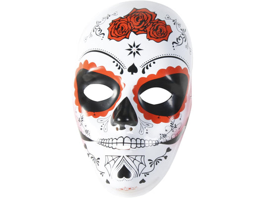 Masca Calavera Katrina cu trandafiri pentru adulți, Mărime unică, Ziua Morților, Oficial Halloween, Carnaval și Petreceri