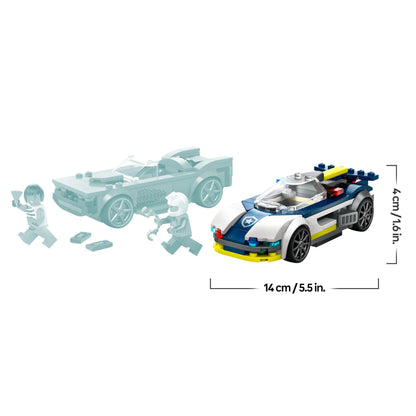 LEGO City 60415 Set de construcție cu mașină de poliție și muscle car, 213 piese, de la 6 ani