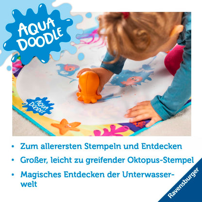 Ravensburger 4568 Aquadoodle Magic Ocean - Stamping și explorare fără pete cu apă - Set de ștampile cu covor magic pentru bebeluși de la 12 luni, jucărie pentru copii de la 1 an
