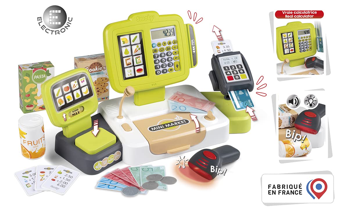 Smoby Casă de marcat electronică XL, 30 accesorii, 3+ ani