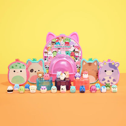 Squish-a-longs SQAL0037 Set de joacă portabil Party Pack cu 3 figurine Mini-Squish de 2,5 cm și 9 accesorii de mobilier pentru colecționat și schimbat de la Squishmallows de la 6 ani