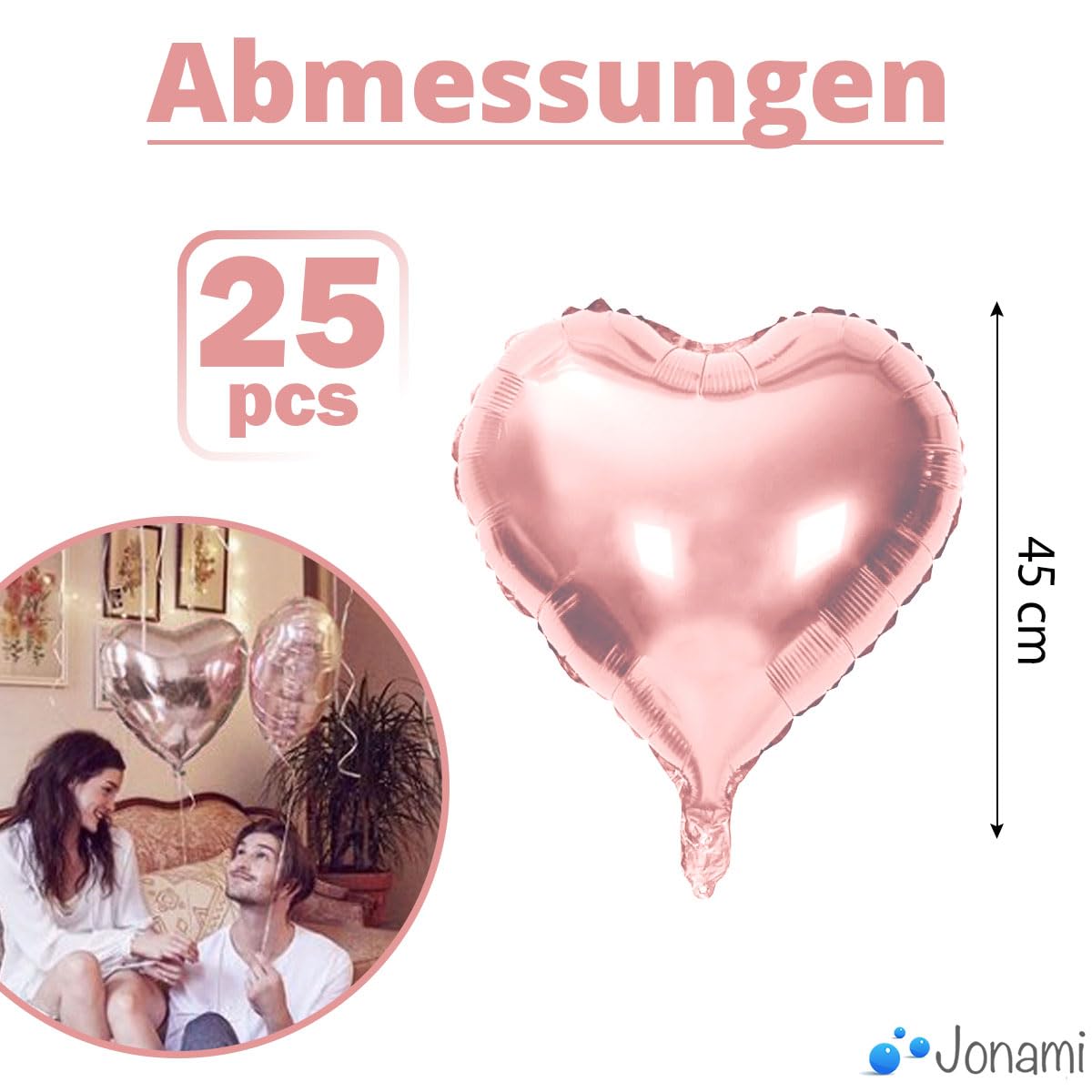 Jonami Set 25 baloane folie inimă roz auriu 18 inch decor romantic pentru nuntă și Ziua Îndrăgostiților