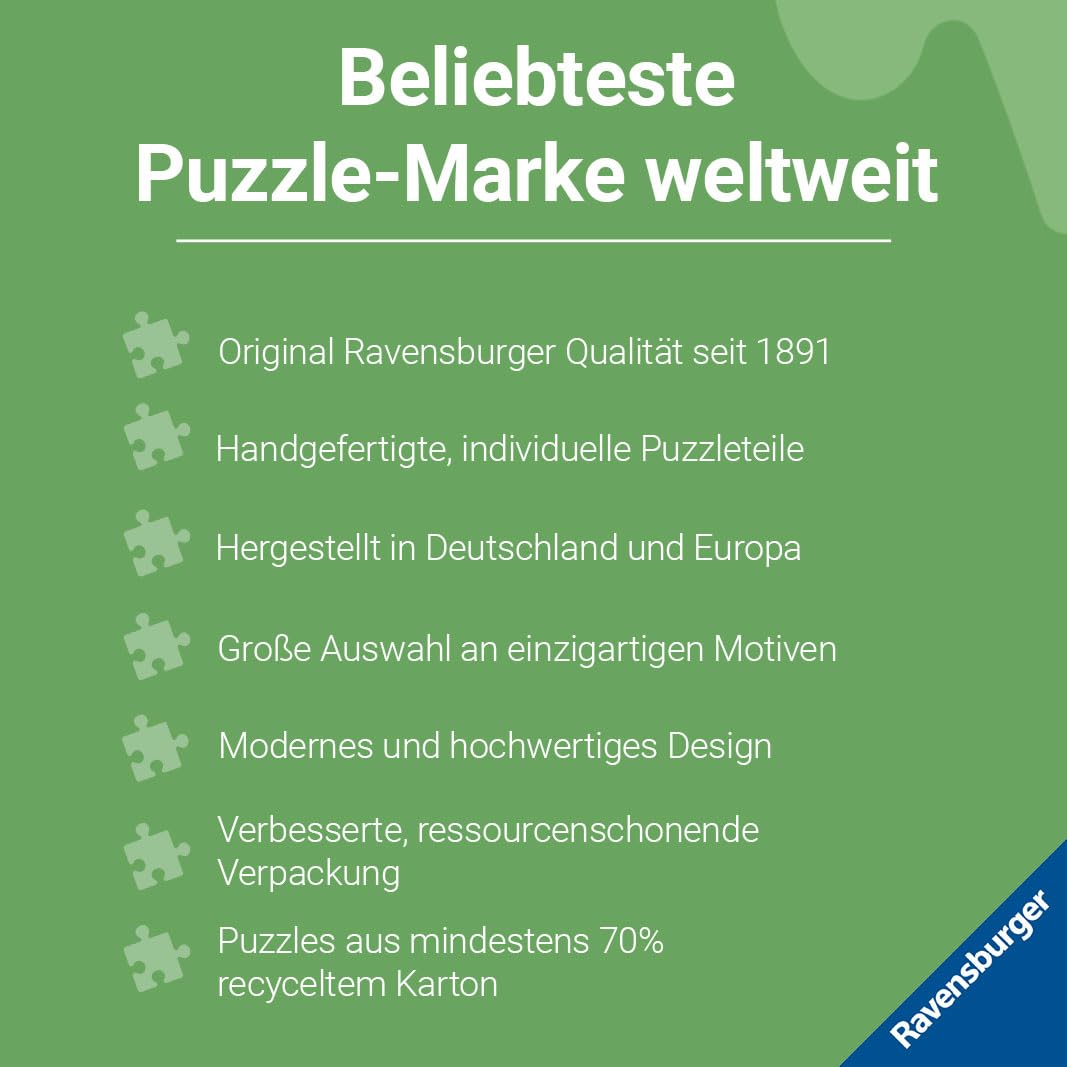 Puzzle Ravensburger 12000358 - Zugspitze am Eibsee - 1000 piese pentru adulți și copii de la 14 ani, peisaj natural